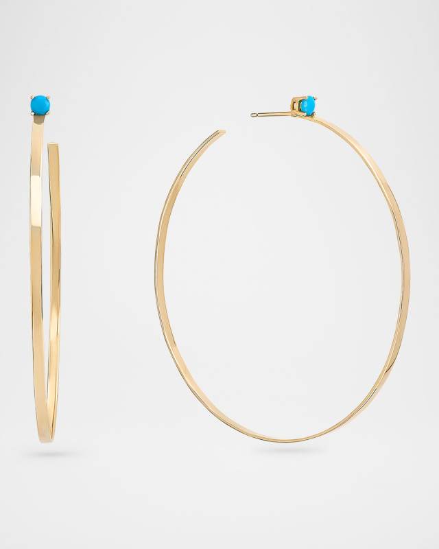 Large Turquoise Sunrise Hoop Earrings, 52mm